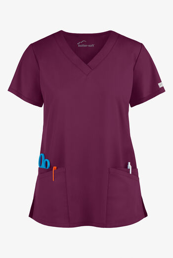 Butter-Soft Core Women's 4-Pocket Rounded V-Neck Scrub Top