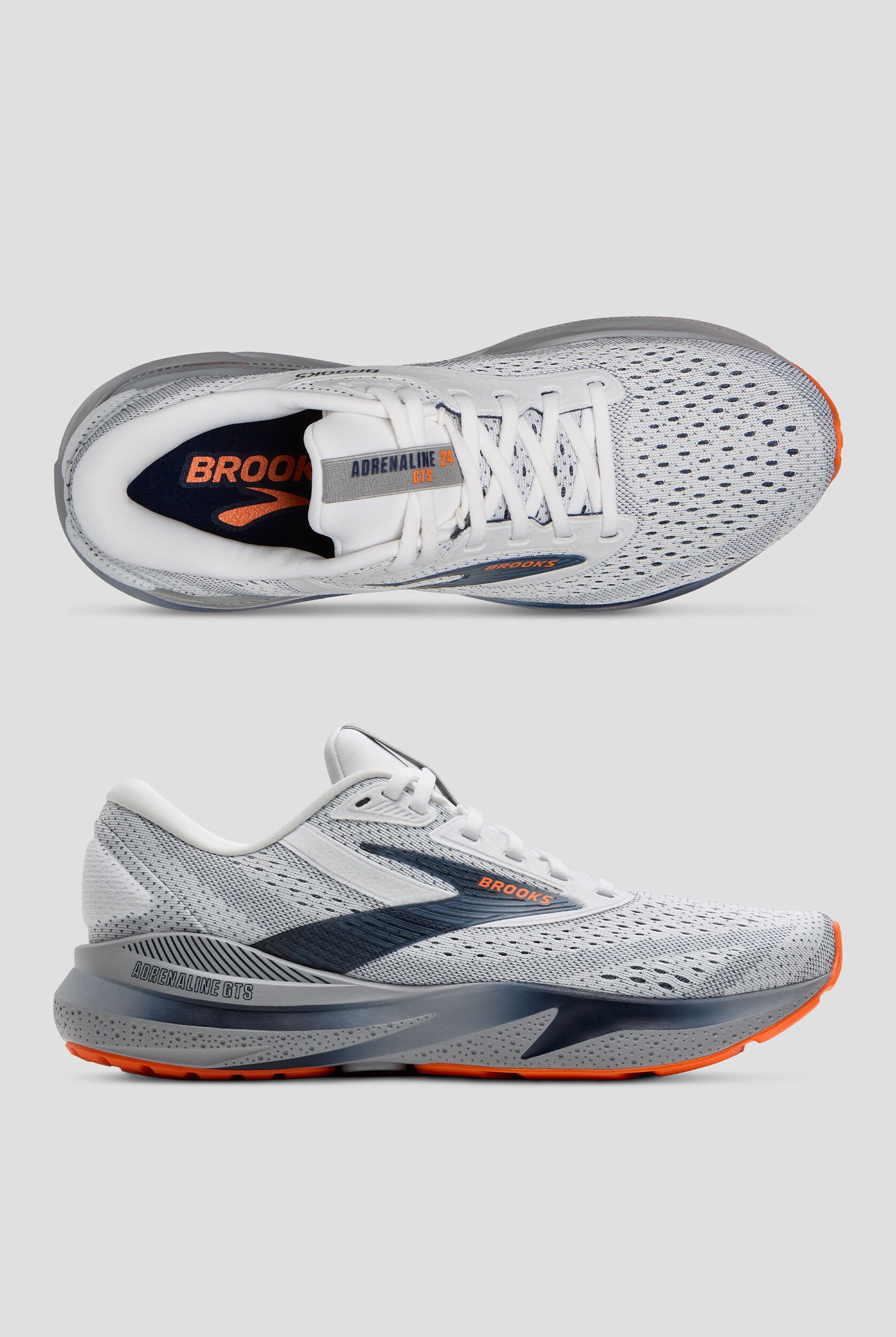 Brooks Men's Adrenaline GTS 24 White/Peacoat/Alloy Athletic Lace