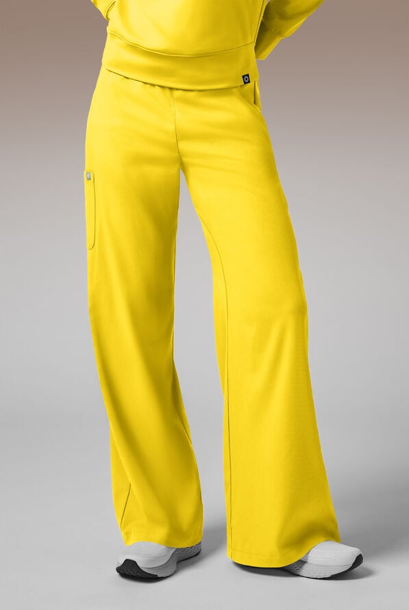Hypothesis Y-Band Women's 6-Pocket Yoga-Style Knit Waist Wide Leg Scrub Pant - Chroma - 1