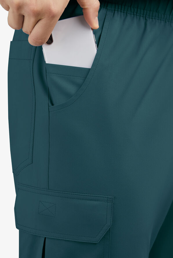 Butter-Soft STRETCH Men's 7-Pocket Cargo Jogger Scrub Pants - Caribbean Blue - 3