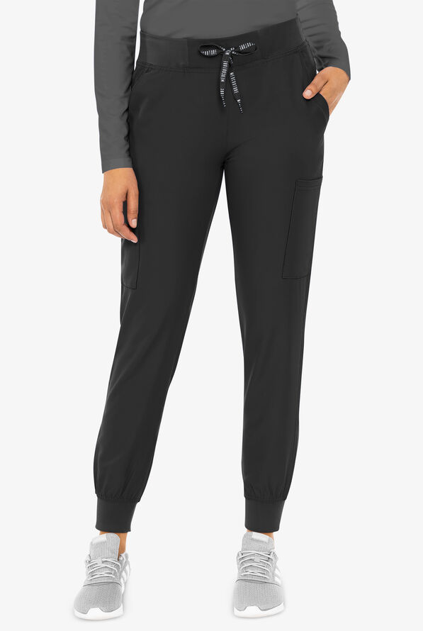 Med Couture Insight Women's 6-Pocket Cargo Jogger Scrub Pants - Black - 1
