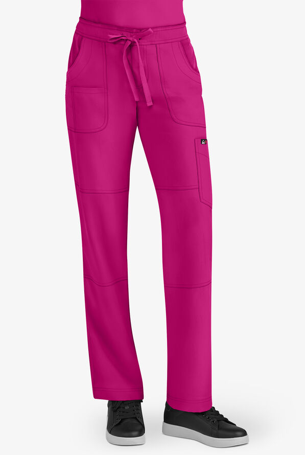 koi Lite™ Limited Edition Peace Women's 6-Pocket Rhinestone Detail Drawstring Cargo Scrub Pants - Azalea Pink - 1