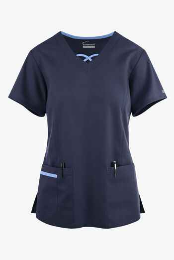 Butter-Soft Originals Women's 3-Pocket Crisscross Contrast V-Neck Scrub Top