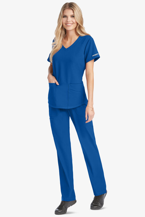 Skechers by Barco Breeze Women's 3-Pocket STRETCH V-Neck Scrub Top - Royal - 2
