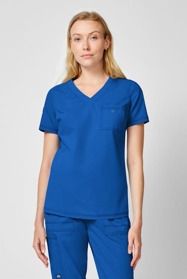 Dickies Forge Women's 2-Pocket Tuck-In V-Neck Scrub Top - Royal - 3