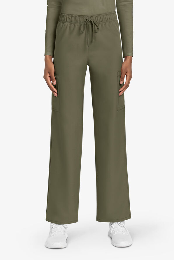 Cherokee Workwear Originals Ultra Unisex 3-Pocket Drawstring Straight Leg Scrub Pants - Olive - 2