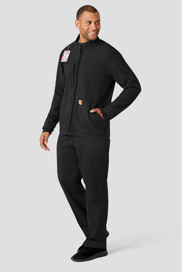 Carhartt Force Rugged Flex Men's 3-Pocket Bonded Fleece Scrub Jacket - Black - 5