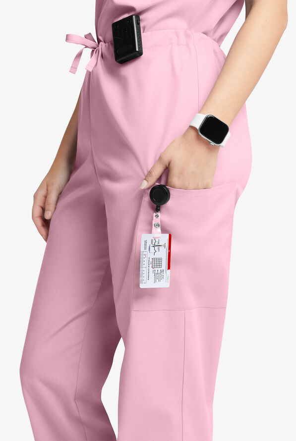 Butter-Soft Originals Unisex 4-Pocket Drawstring Relaxed Straight Leg Scrub Pants - Blush - 2