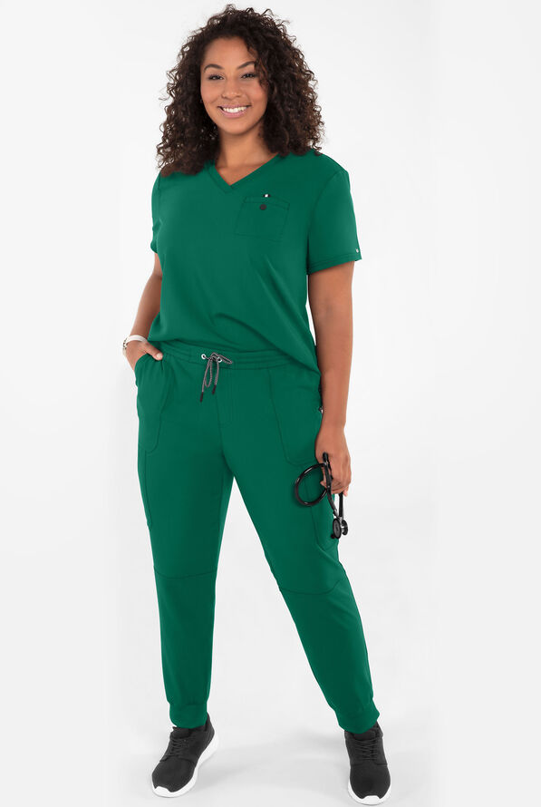 koi Next Gen Ready to Work Women's 1-Pocket STRETCH V-Neck Scrub Top - Hunter - 4