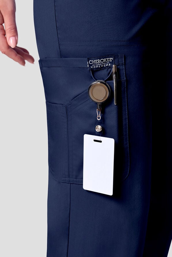 Cherokee Workwear Revolution Women's 12-Pocket STRETCH Drawstring Straight pant - Navy - 3