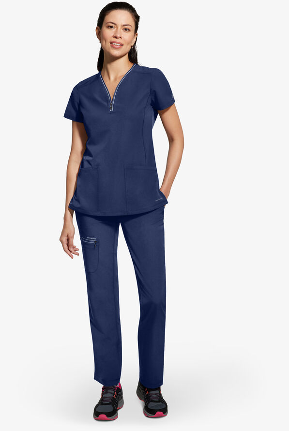 Healing Hands 360 Nisha Women's 6-Pocket STRETCH Rib Knit Waistband Drawstring Scrub Pants - Navy - 3