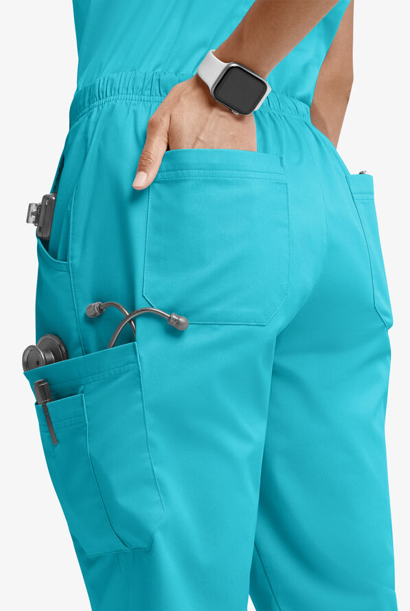 Butter-Soft STRETCH Women’s 10-Pocket Mid Rise Straight Leg Scrub Pant - Teal - 2
