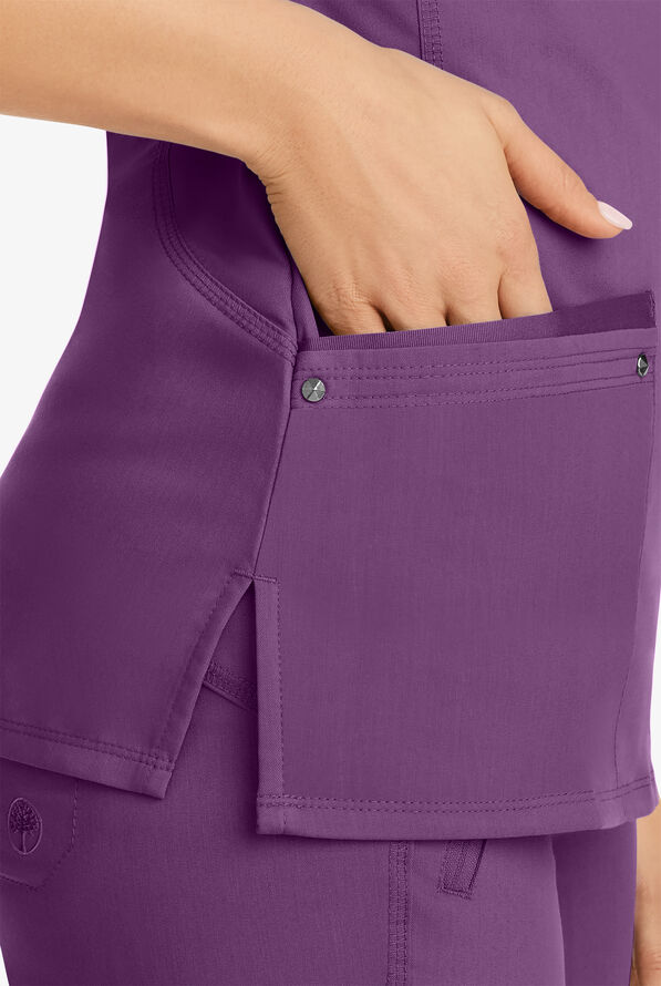 Healing Hands Purple Label Juliet Women's 2-Pocket STRETCH Princess Seam Scrub Top - Eggplant - 3