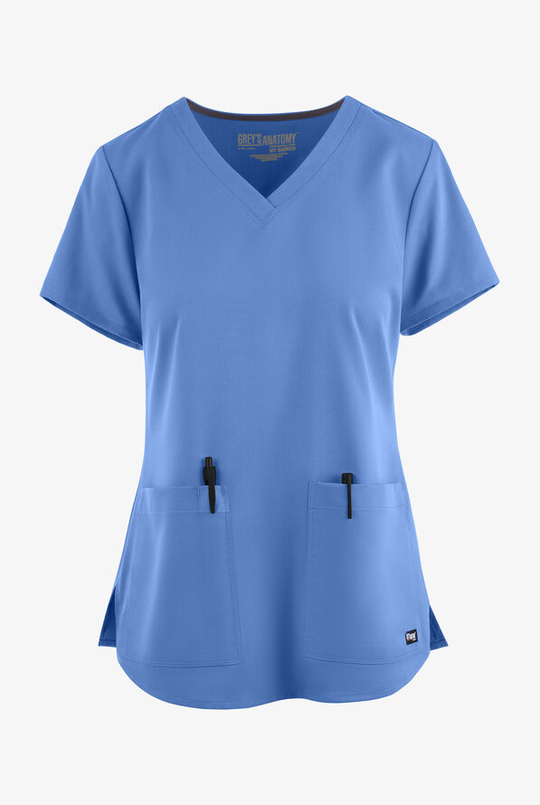 Grey's Anatomy™ by Barco Aubrey Women's 2-Pocket Classic Fit Scrub Top - Ceil Blue - 1