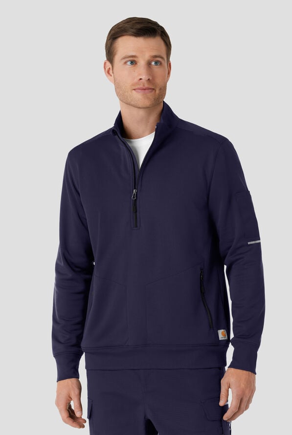 Carhartt Rugged Flex FLD & RSCU Men's 4-Pocket STRETCH Ripstop Half Zip Scrub Jacket - Dark Navy - 3