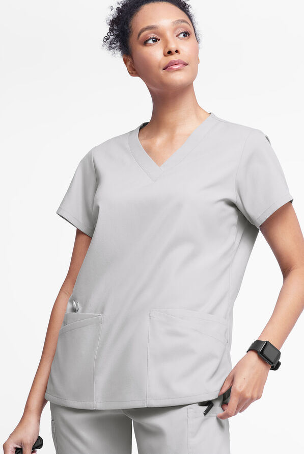Blusa médica Butter-Soft Originals con cuello en V y 6 bolsillos para mujer - Silver - 2