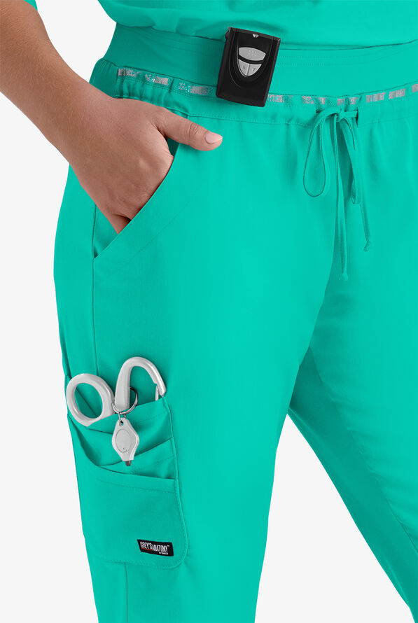 Grey's Anatomy by Barco Spandex STRETCH Serena Women's 7-Pocket Cargo Scrub Pants - Alpine Aqua - 2
