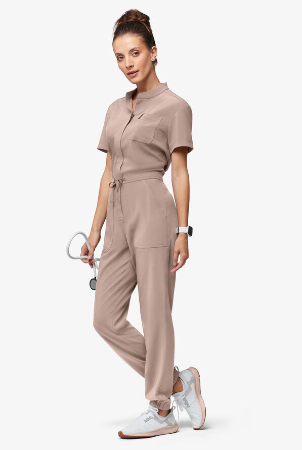 Mono médico Easy STRETCH Allie con mangas cortas y 6 bolsillos para mujer - Mocha Meringue - 1