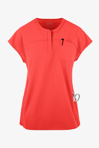 Infinity GNR8 Women's 3-Pocket STRETCH Rib-Knit Dolman Sleeve Zip Placket Round Neck Scrub Top