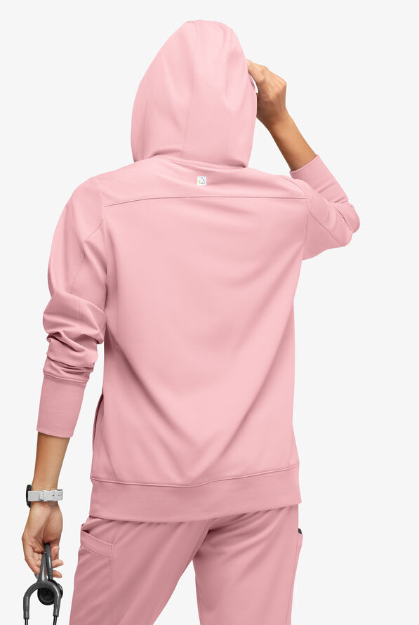 Sudadera médica con capucha ReSurge Jasper con mangas largas y 4 bolsillos para mujer - Primrose Pink - 4