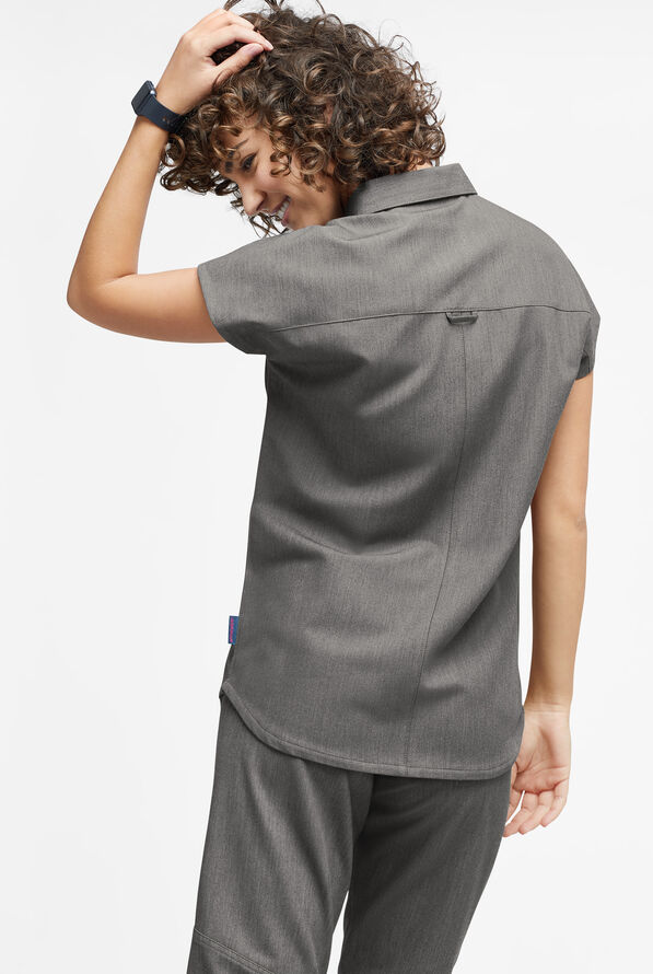 Movement by Butter-Soft Mintaka Women’s 4-Pocket Polo Collared Scrub Top - Graphite Heather - 4