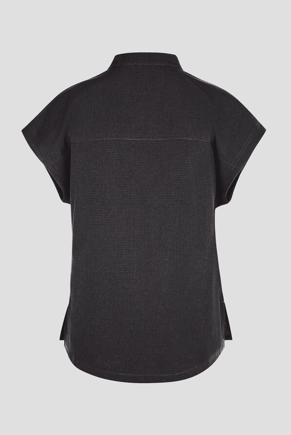 koi Solis Catrin Women's 2-Pocket STRETCH Dolman Sleeve Mandarin Collar Scrub Top - Charcoal - 3