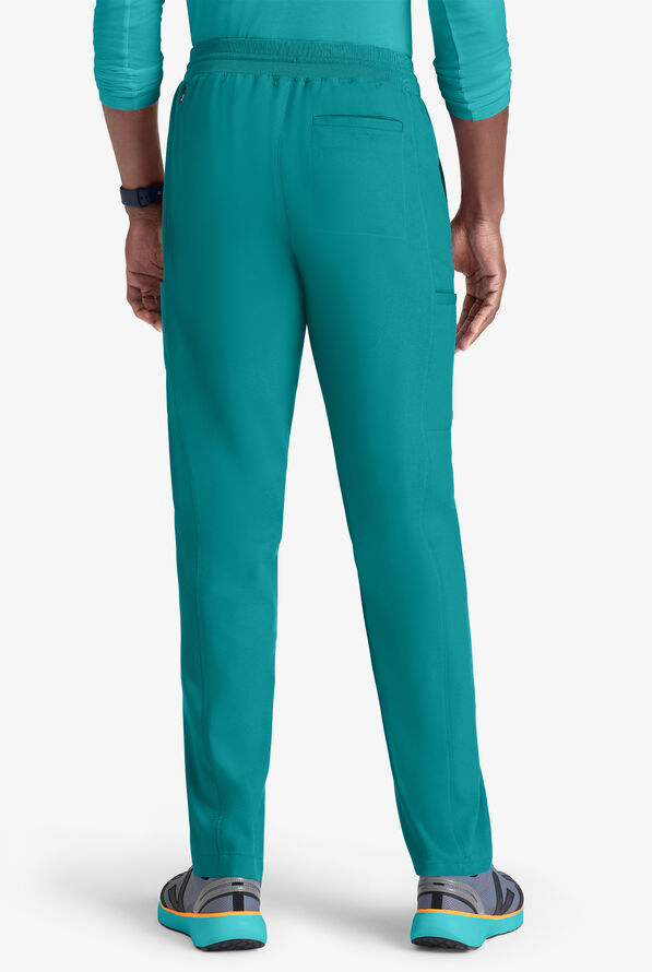 Grey's Anatomy by Barco Spandex STRETCH Hudson Men's 6-Pocket Slim Straight Cargo Scrub Pants - Teal - 2