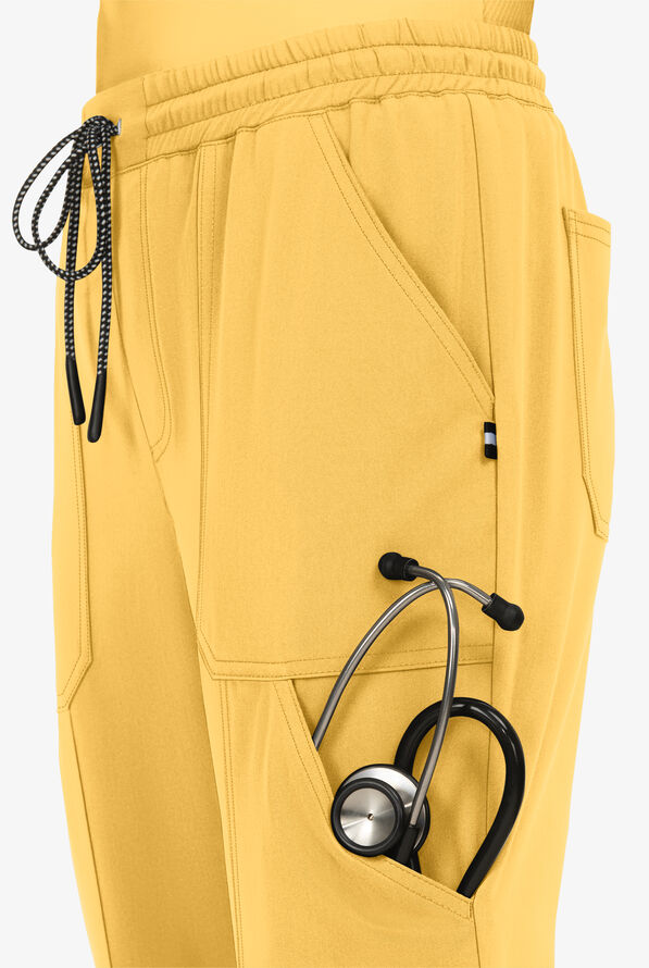 koi Next Gen Good Vibe Women's 7-Pocket STRETCH Jogger Scrub Pants - Butter Yellow - 3