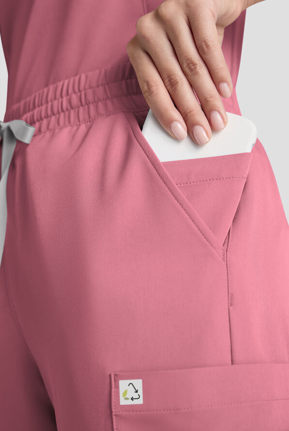 Pantal&oacute;n m&eacute;dico ReSurge Topaz con cord&oacute;n ajustable y 11 bolsillos para mujer - Tea Rose - 7
