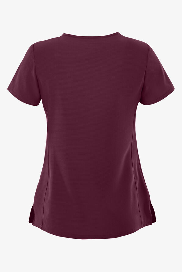 heartsoul Break On Through Women's 3-Pocket Pitter-Pat V-Neck Scrub Top - Wine - 2