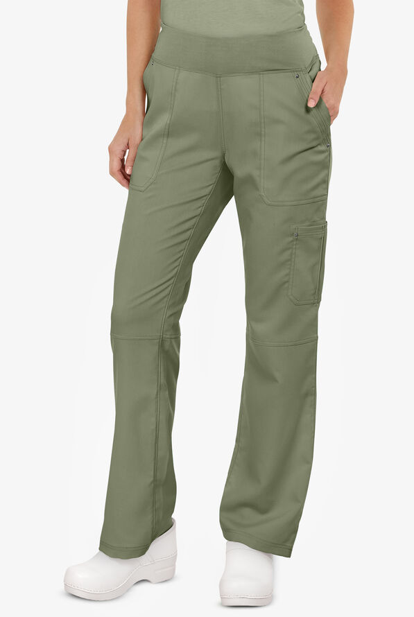 Healing Hands Purple Label Tori Women's 5-Pocket STRETCH Yoga Scrub Pants - Olive - 1