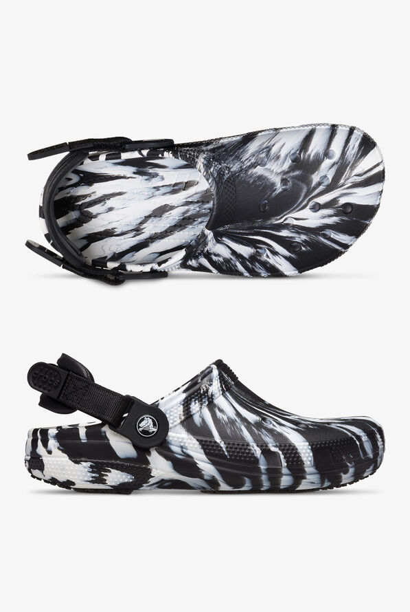 Crocs Unisex Classic Work Graphic Black/White Clogs, Nursing Clogs