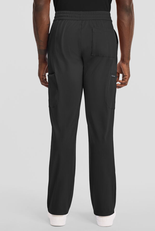 Cherokee Achieve Men's 5-Pocket STRETCH Straight Leg Cargo Knit Scrub Pants - Black - 4