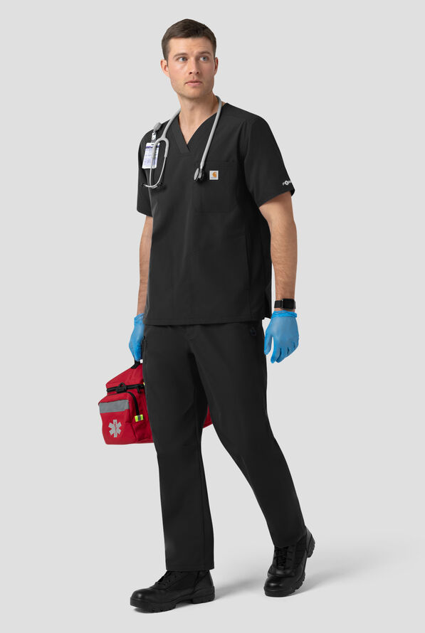 Camisa m&eacute;dica Carhartt FLD & RSCU Rugged Flex STRETCH con cuello en V y 4 bolsillos para hombre - Black - 5