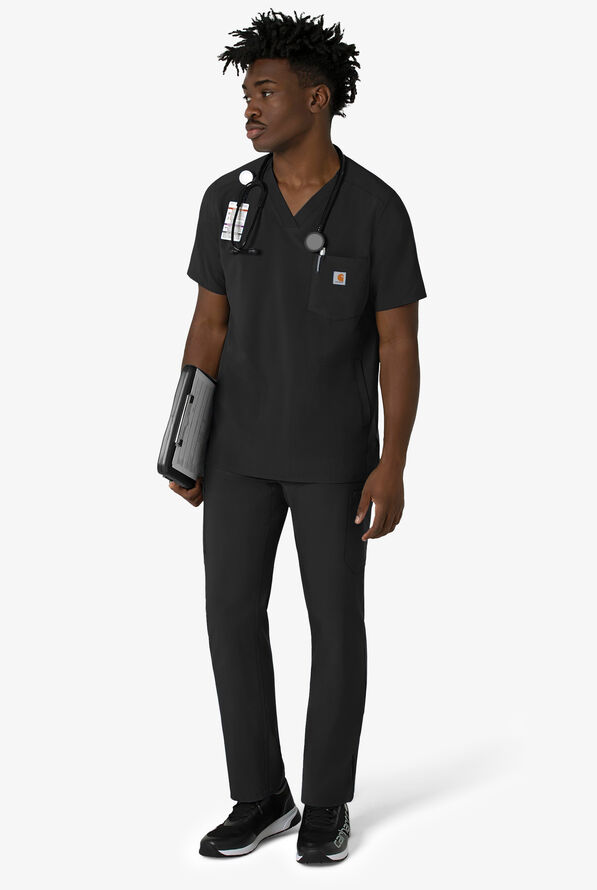 Camisa m&eacute;dica Carhartt Cross-Flex STRETCH con cuello en V y 3 bolsillos para hombre - Black - 4