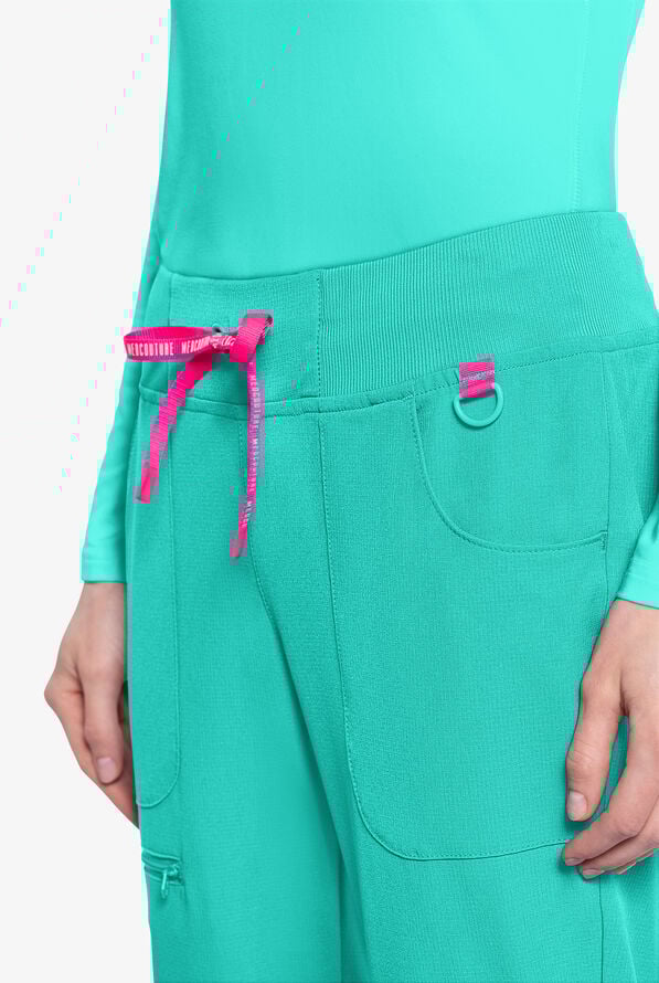 Med Couture Amp Women's 6-Pocket STRETCH Jogger Scrub Pant - Teal Tonic - 3
