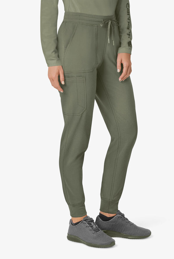 Carhartt Cross-Flex Force Women's 8-Pocket STRETCH Knit Cuff Cargo Jogger Scrub Pants - Olive - 1