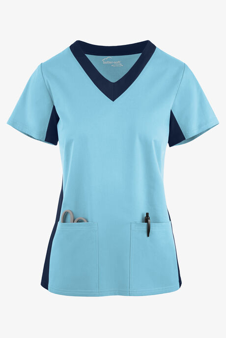 Butter-Soft STRETCH Women's 3-Pocket Contrast Scrub Top