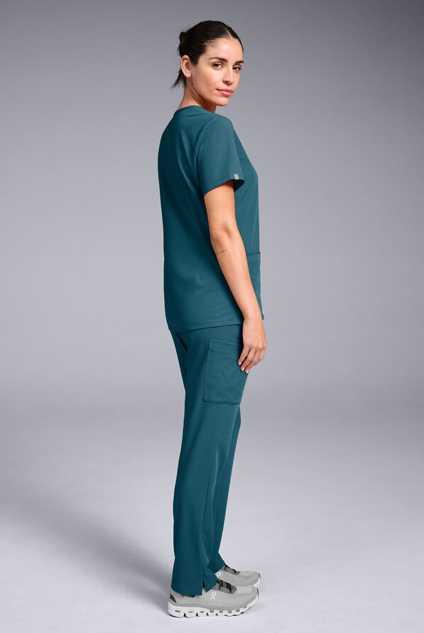 Hypothesis Women's Base 3 Pocket V-Neck Scrub Top - Caribbean Blue - 4