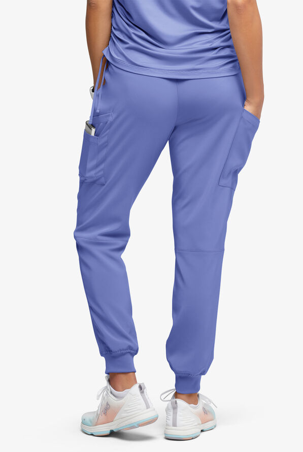 Easy STRETCH Chrissy Women's Maternity 4-Pocket Tapered Leg Jogger Scrub Pants - Ceil Blue - 4