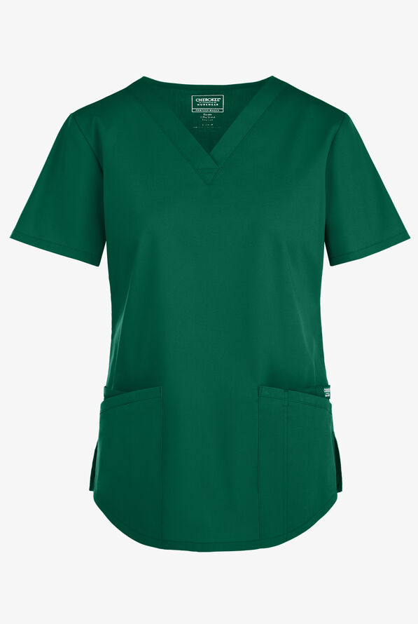 Cherokee Workwear Professionals Women's 3-Pocket STRETCH V-Neck Scrub Top - Hunter - 1