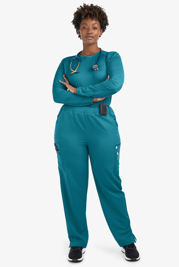 Camiseta médica ReSurge Jade con mangas largas para mujer - Caribbean Blue - 6