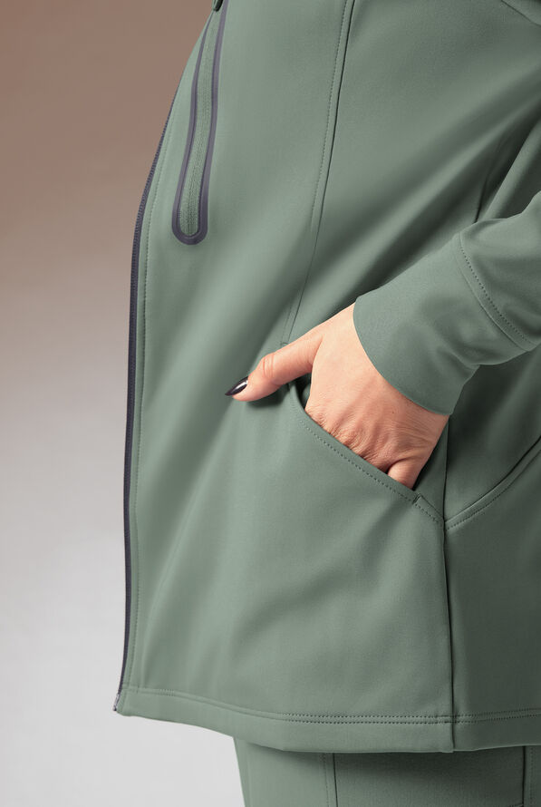 Hypothesis Super-Dermal Women’s Zip Front Multi-Pocket Scrub Jacket - Mineral/Pewter - 8