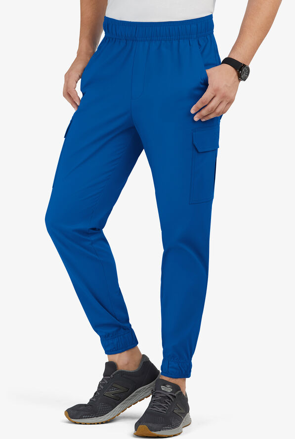 Butter-Soft STRETCH Men's 7-Pocket Cargo Jogger Scrub Pants - Royal - 1