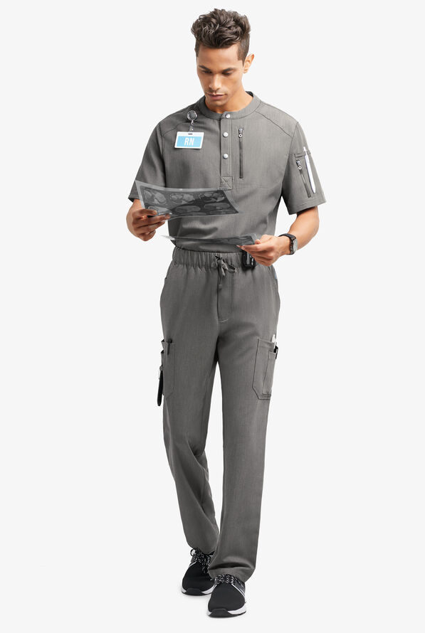 MOVEMENT by Butter-Soft Hadar Men's 9-Pocket Cargo STRETCH Scrub Pants - Graphite Heather - 2