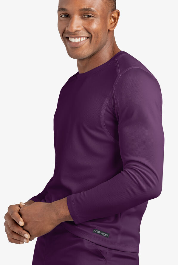 Advantage STRETCH Men's Long Sleeve Crew Neck Underscrub - Eggplant - 4