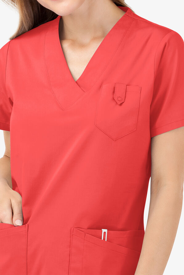 Butter-Soft STRETCH Women's 6-Pocket V-Neck Scrub Top - Radiant Red - 3