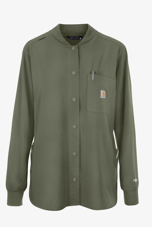 Carhartt Cross-Flex Women's 4-Pocket STRETCH Scrub Jacket - Olive - 1