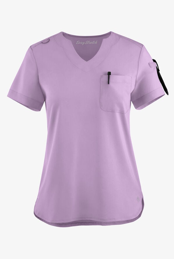 Easy STRETCH Nikki Women's 1-Pocket Scallop Neck Tuck-In Scrub Top - Amethyst Mist - 1