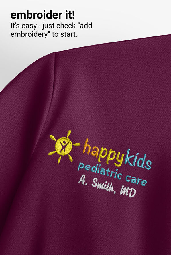 Blusa m&eacute;dica Healing Hands 360 Sonia Reflective STRETCH con cuello en Y con cremallera y 3 bolsillos para mujer - Wine - 4